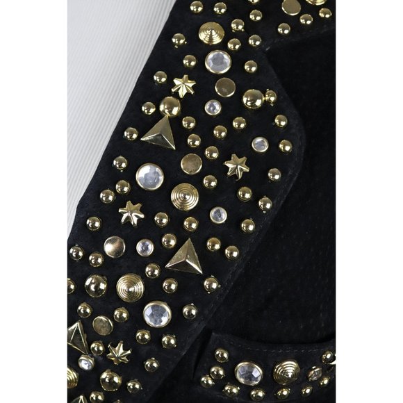 80's Vintage Rocker Studded black Leather Suede Jacket - Picture 4 of 9